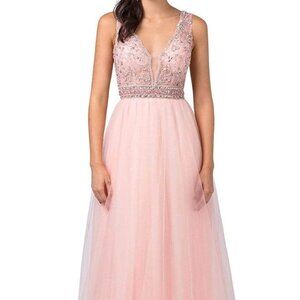 NWT Dancing Queen 2520 Prom Dress Peach in Size L